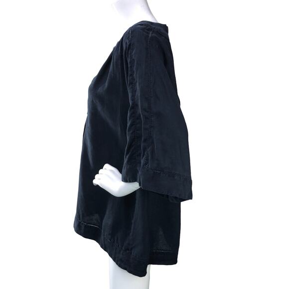 Calypso St Barths Womens Size XS Tunic Blouse Split Neck Flared Sleeve Midnight - Picture 5 of 15
